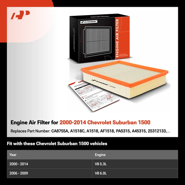 Engine Air Filter for 2000-2014 Chevrolet Suburban 1500