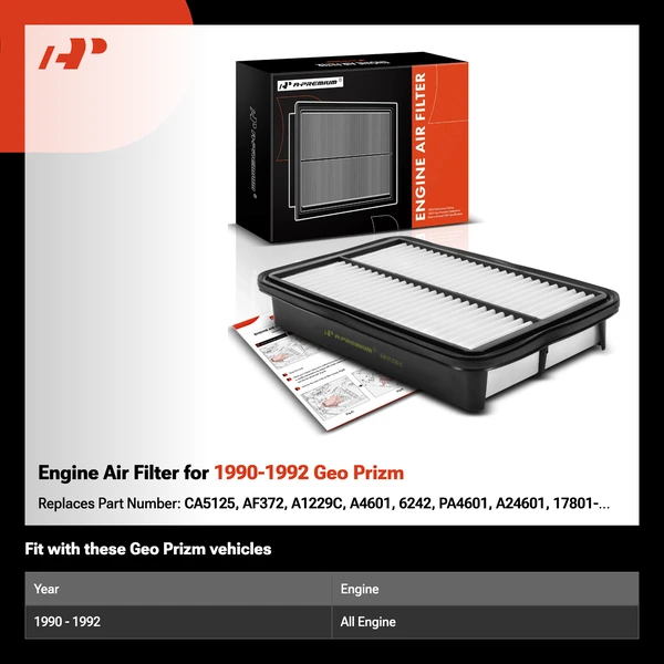 Engine Air Filter for 1990-1992 Geo Prizm