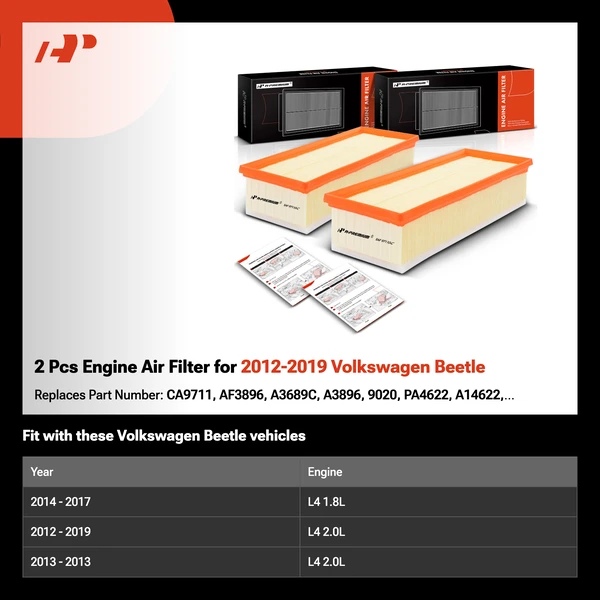2 Pcs Engine Air Filter for 2012-2019 Volkswagen Beetle