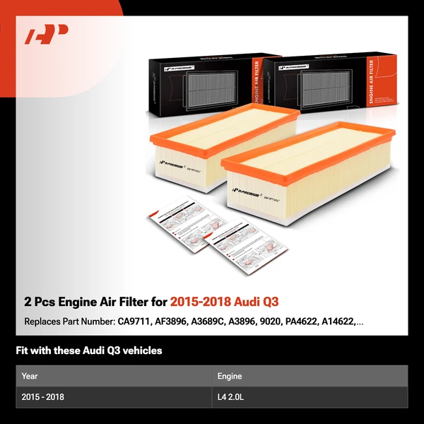 2 Pcs Engine Air Filter for 2015-2018 Audi Q3