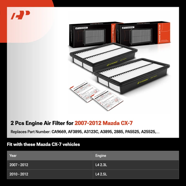 2 Pcs Engine Air Filter for 2007-2012 Mazda CX-7