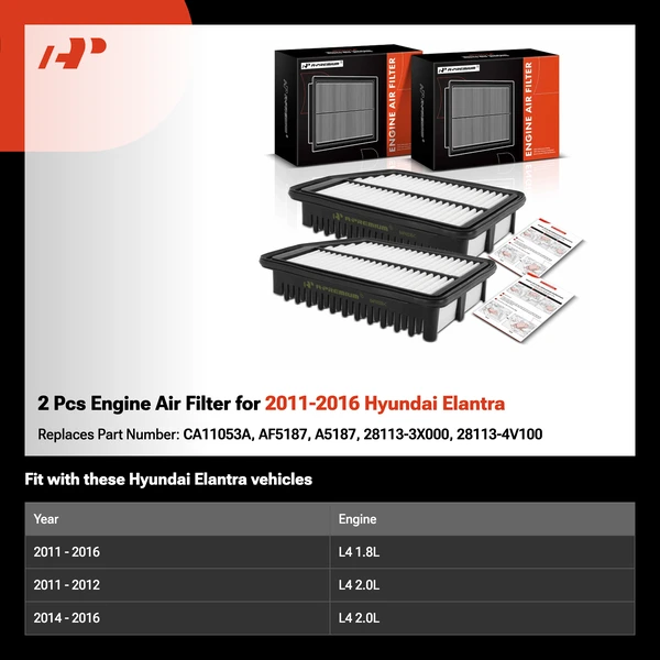 2 Pcs Engine Air Filter for 2011-2016 Hyundai Elantra