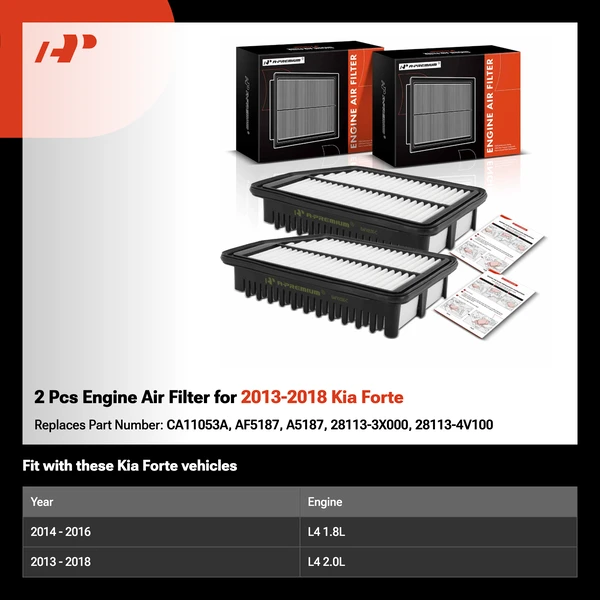2 Pcs Engine Air Filter for 2013-2018 Kia Forte
