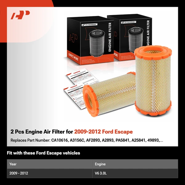 2 Pcs Engine Air Filter for 2009-2012 Ford Escape