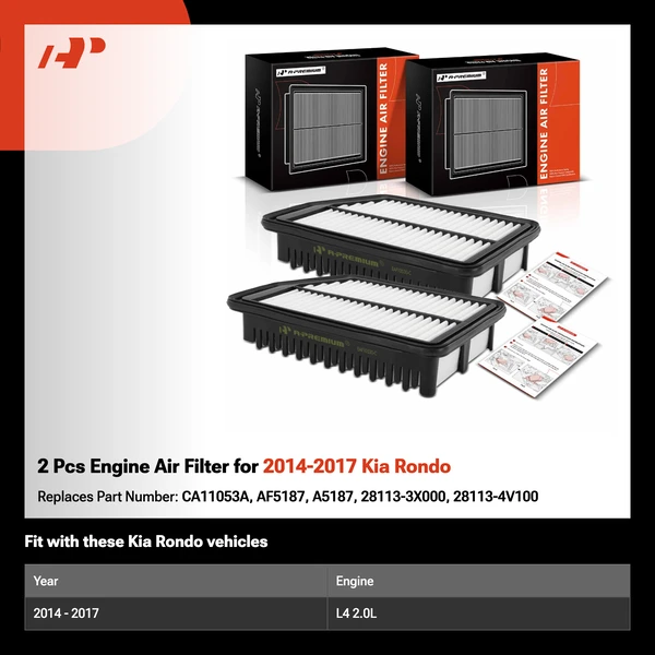 2 Pcs Engine Air Filter for 2014-2017 Kia Rondo