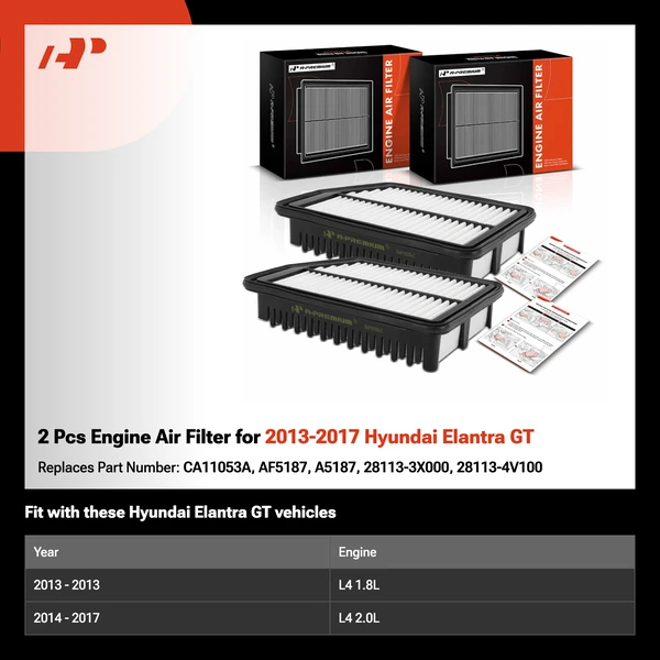 2 Pcs Engine Air Filter for 2013-2017 Hyundai Elantra GT