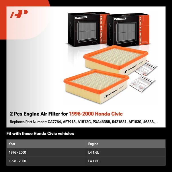 2 Pcs Engine Air Filter for 1996-2000 Honda Civic