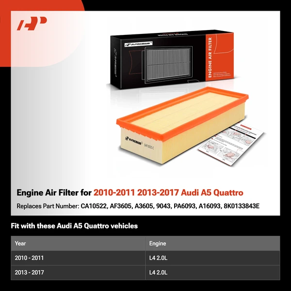 Engine Air Filter for 2010-2011 2013-2017 Audi A5 Quattro