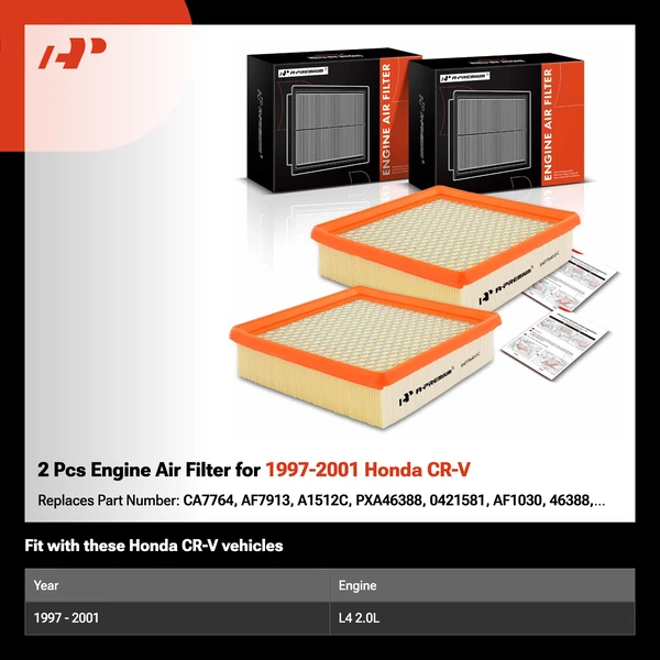2 Pcs Engine Air Filter for 1997-2001 Honda CR-V
