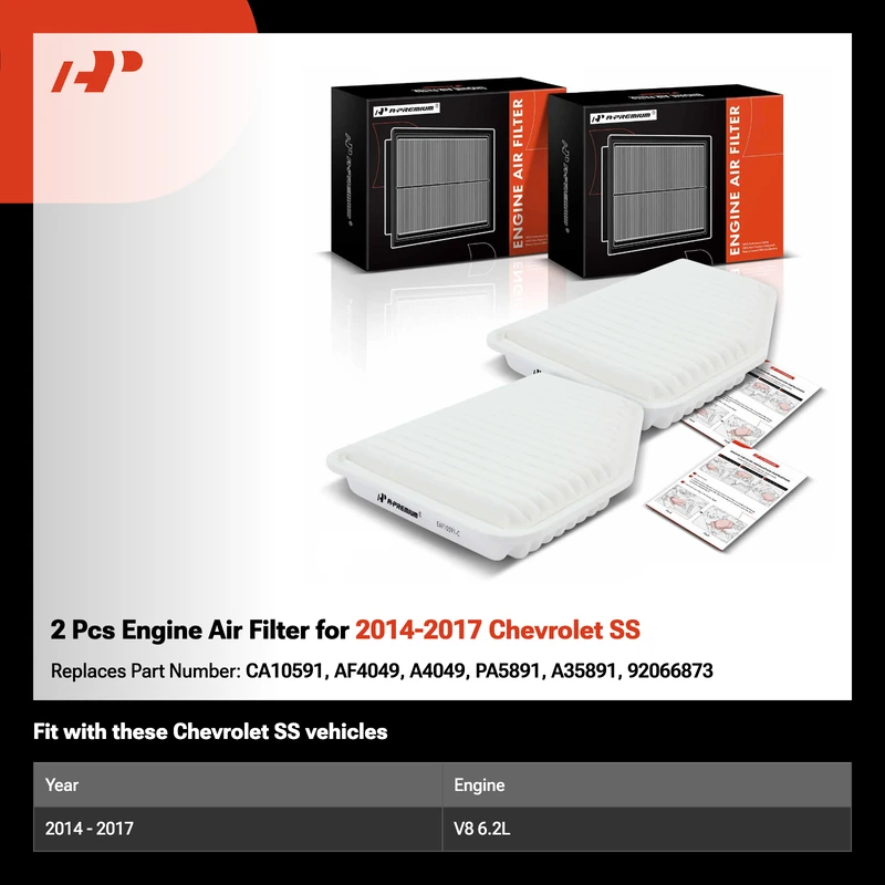 2 Pcs Engine Air Filter for 2014-2017 Chevrolet SS