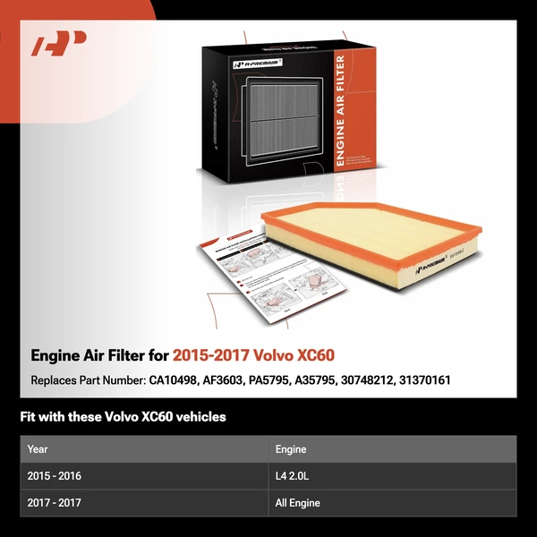 Engine Air Filter for 2015-2017 Volvo XC60
