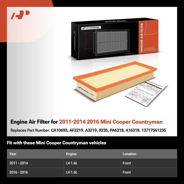 Engine Air Filter for 2011-2014 2016 Mini Cooper Countryman