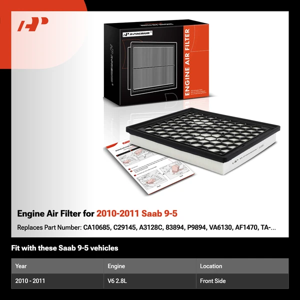 Engine Air Filter for 2010-2011 Saab 9-5