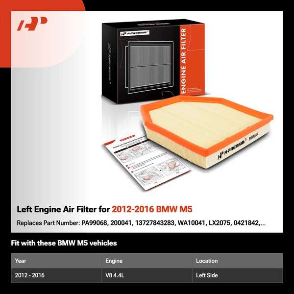 Left Engine Air Filter for 2012-2016 BMW M5