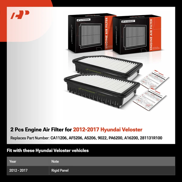 2 Pcs Engine Air Filter for 2012-2017 Hyundai Veloster