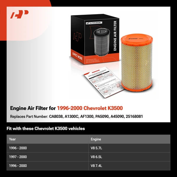Engine Air Filter for 1996-2000 Chevrolet K3500