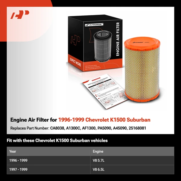 Engine Air Filter for 1996-1999 Chevrolet K1500 Suburban
