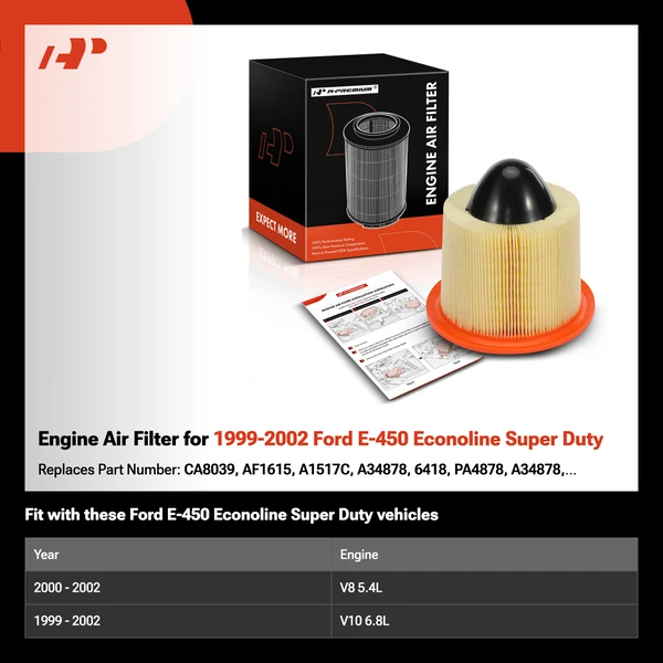 Engine Air Filter for 1999-2002 Ford E-450 Econoline Super Duty