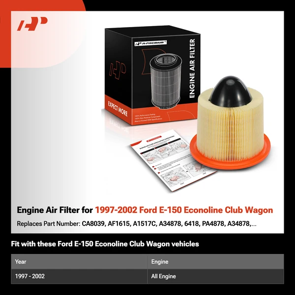 Engine Air Filter for 1997-2002 Ford E-150 Econoline Club Wagon