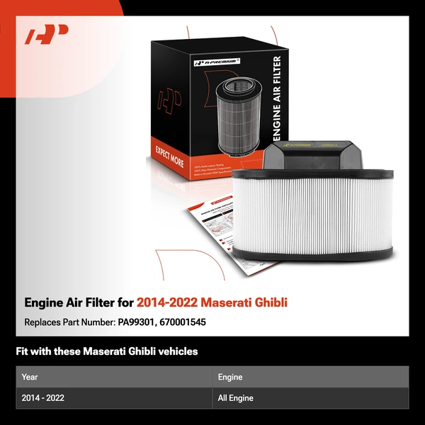 Engine Air Filter for 2014-2022 Maserati Ghibli