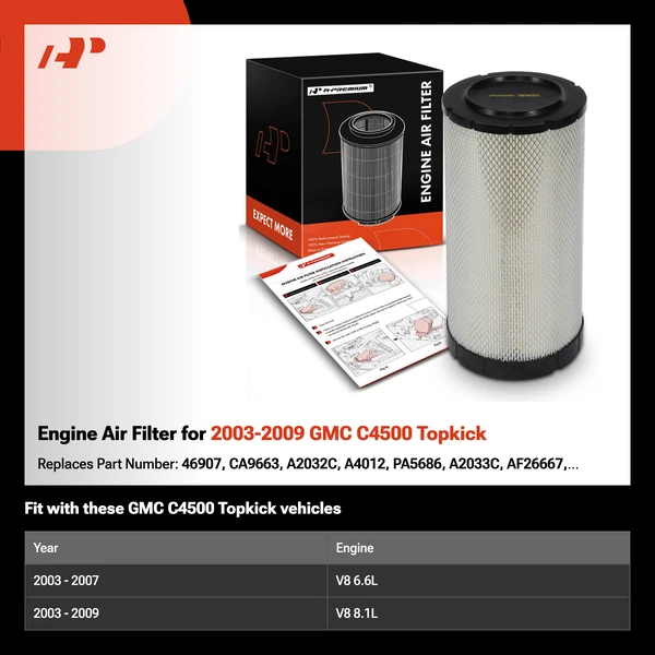 Engine Air Filter for 2003-2009 GMC C4500 Topkick