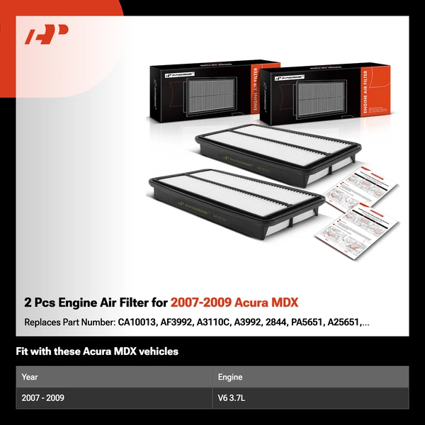 2 Pcs Engine Air Filter for 2007-2009 Acura MDX