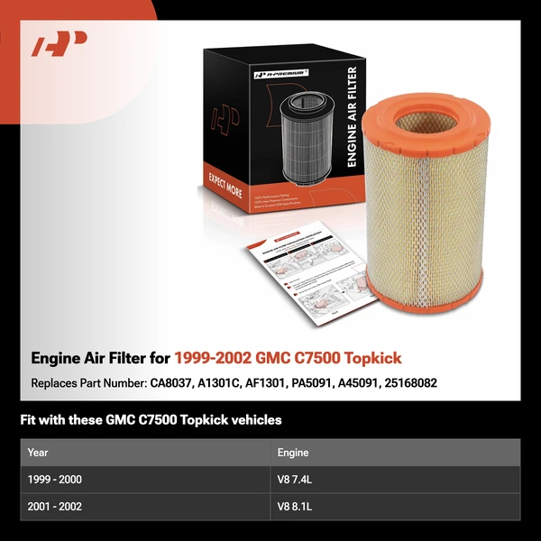 Engine Air Filter for 1999-2002 GMC C7500 Topkick