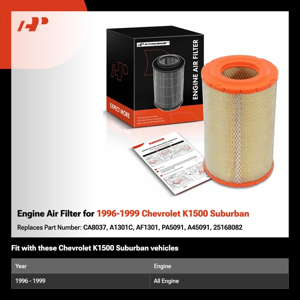 Engine Air Filter for 1996-1999 Chevrolet K1500 Suburban
