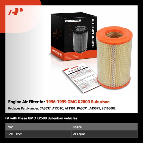Engine Air Filter for 1996-1999 GMC K2500 Suburban