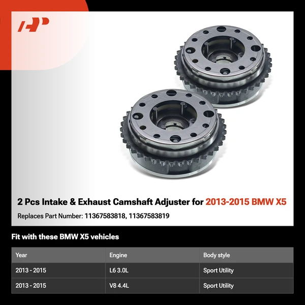 2 Pcs Intake & Exhaust Camshaft Adjuster for 2013-2015 BMW X5