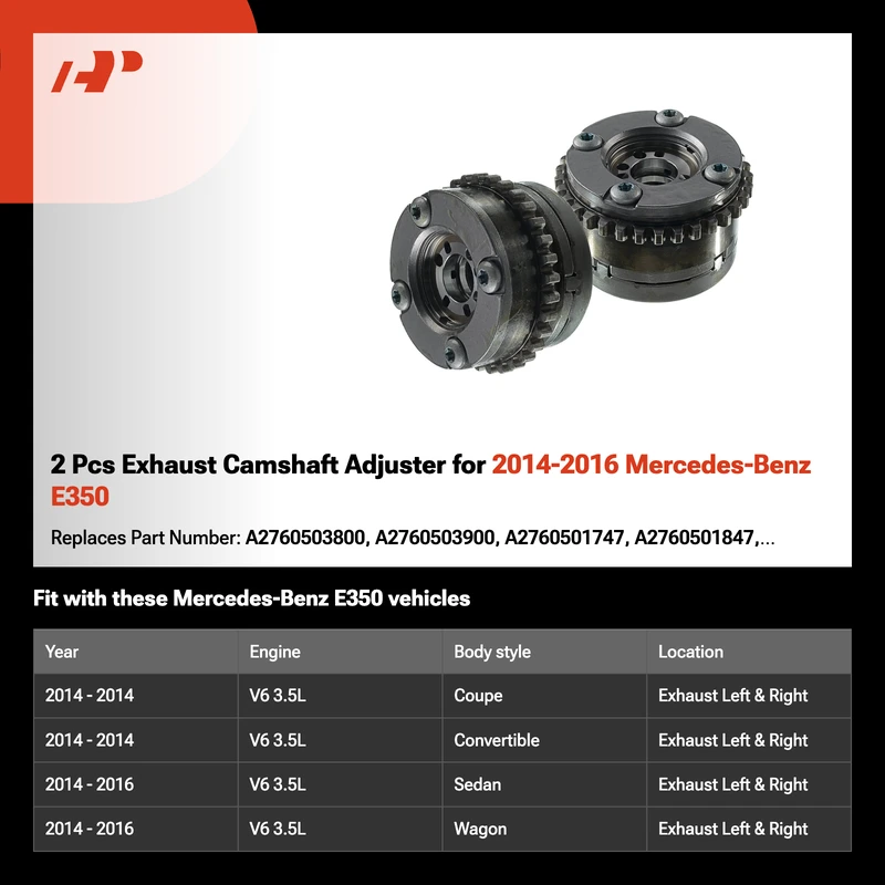 2 Pcs Exhaust Camshaft Adjuster for 2014-2016 Mercedes-Benz E350