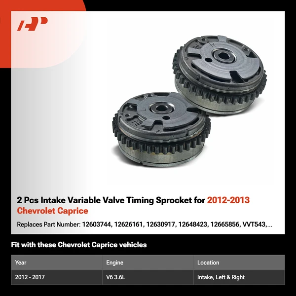 2 Pcs Intake Variable Valve Timing Sprocket for 2012-2013 Chevrolet Caprice