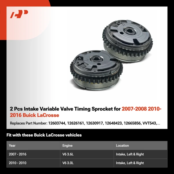 2 Pcs Intake Variable Valve Timing Sprocket for 2007-2008 2010-2016 Buick LaCrosse