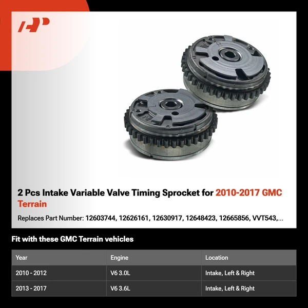 2 Pcs Intake Variable Valve Timing Sprocket for 2010-2017 GMC Terrain