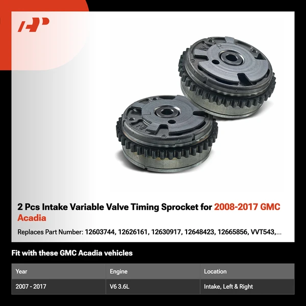 2 Pcs Intake Variable Valve Timing Sprocket for 2008-2017 GMC Acadia