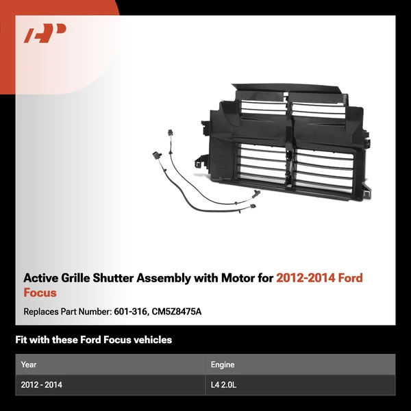 Active Grille Shutter Assembly with Motor for 2012-2014 Ford Focus