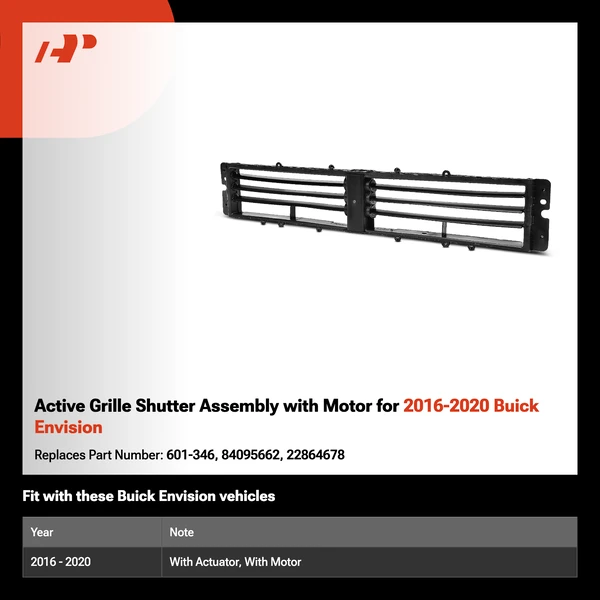 Active Grille Shutter Assembly with Motor for 2016-2020 Buick Envision