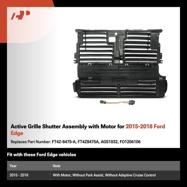 Active Grille Shutter Assembly with Motor for 2015-2018 Ford Edge