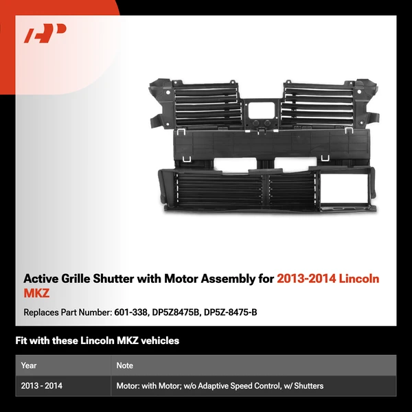 Active Grille Shutter with Motor Assembly for 2013-2014 Lincoln MKZ