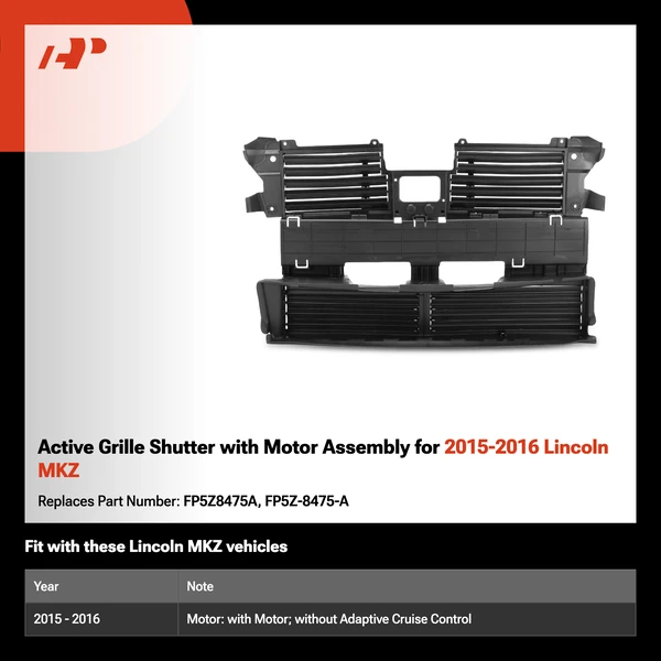 Active Grille Shutter with Motor Assembly for 2015-2016 Lincoln MKZ
