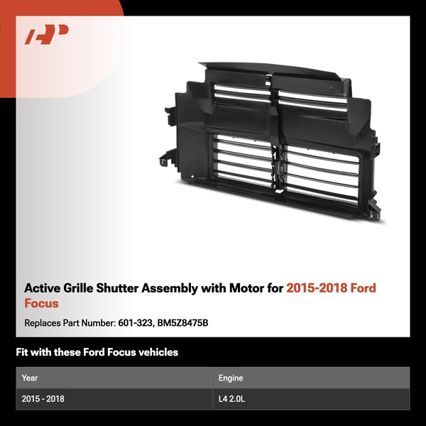 Active Grille Shutter Assembly with Motor for 2015-2018 Ford Focus