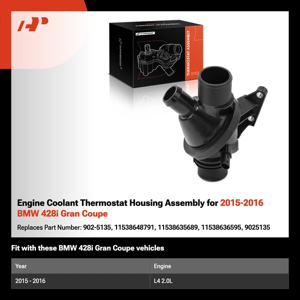 Engine Coolant Thermostat Housing Assembly for 2015-2016 BMW 428i Gran Coupe