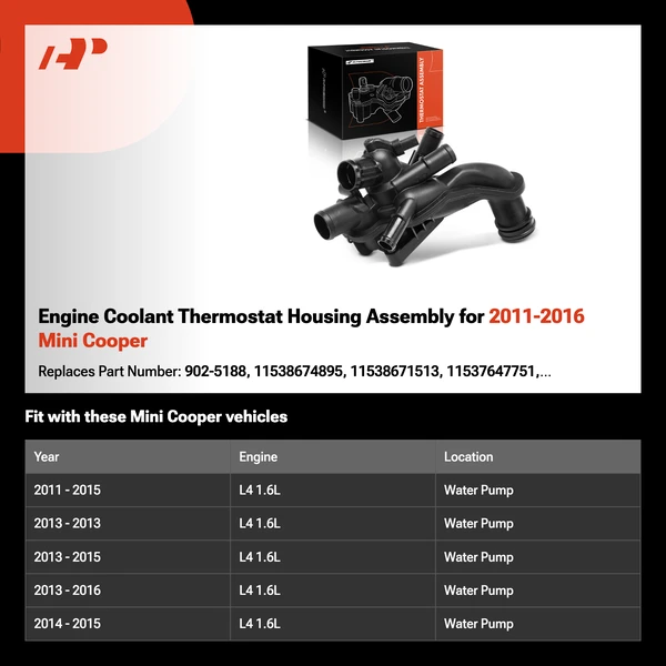 Engine Coolant Thermostat Housing Assembly for 2011-2016 Mini Cooper