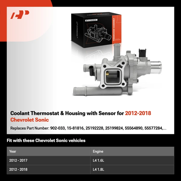 Coolant Thermostat & Housing with Sensor for 2012-2018 Chevrolet Sonic