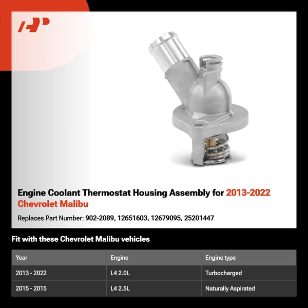 Engine Coolant Thermostat Housing Assembly for 2013-2022 Chevrolet Malibu