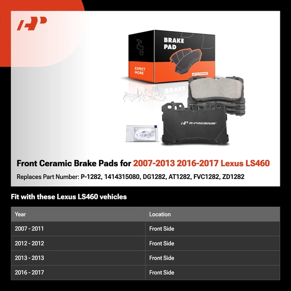 Front Ceramic Brake Pads for 2007-2013 2016-2017 Lexus LS460