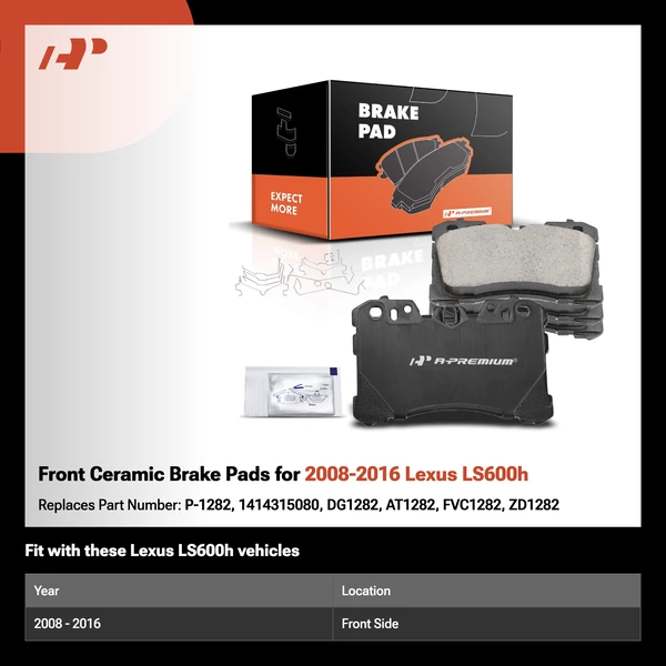Front Ceramic Brake Pads for 2008-2016 Lexus LS600h