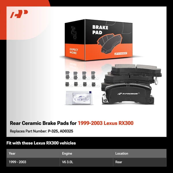 Rear Ceramic Brake Pads for 1999-2003 Lexus RX300