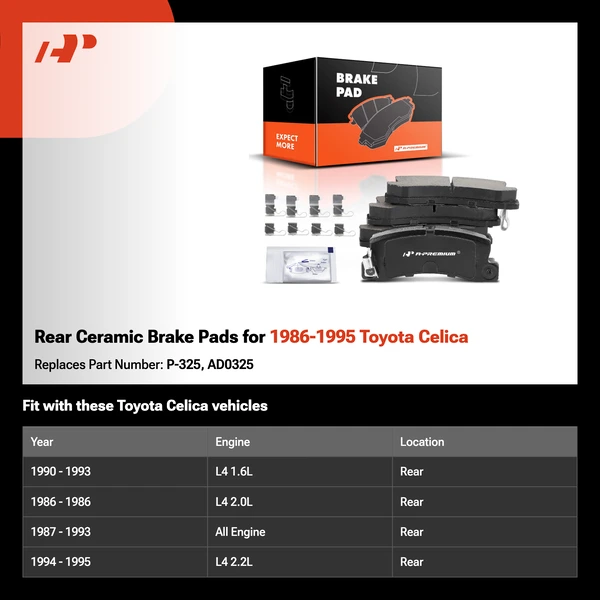 Rear Ceramic Brake Pads for 1986-1995 Toyota Celica
