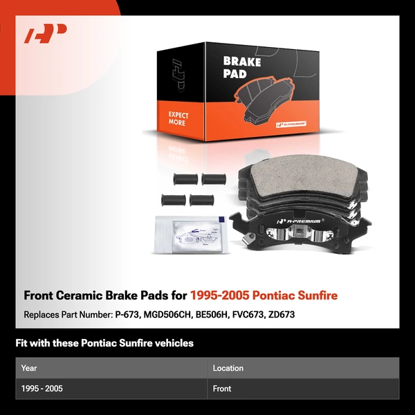 Front Ceramic Brake Pads for 1995-2005 Pontiac Sunfire